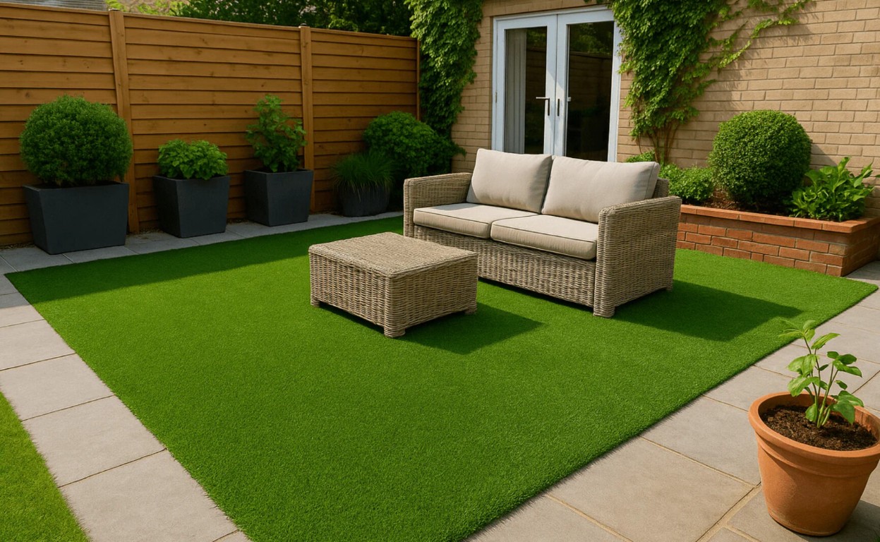 Beautiful artificial grass installation in New Haven, CT backyard